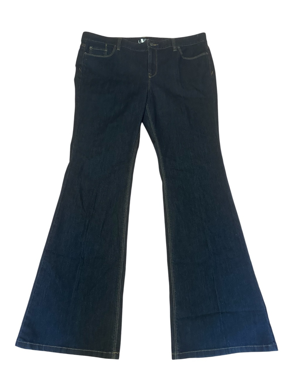Loft Dark Wash Women's Flare Jeans - Classic Mid Rise Style Size 14